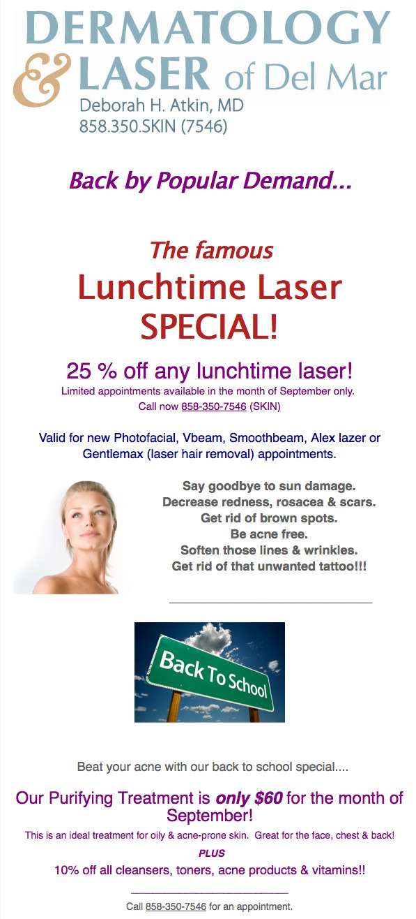 Lunchtime Laser Special